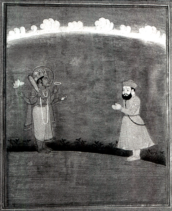 Guru Nanak worshipping Lord Visnu (Narayan)